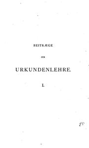 Cover of: Beitræge zur Urkundenlehre: In 2 Bänden