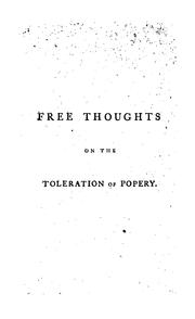 Cover of: Free thoughts on the toleration of popery, by Calvinus Minor