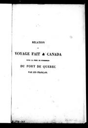 Cover of: Relation du voyage fait a Canada pour la prise de possession du fort de Quebec par les François by Paul Le Jeune