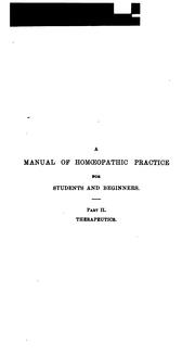 Cover of: A Manual of Therapeutics: v. 1-2: According to the Method of Hahnemann