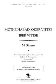 Cover of: Moṭḳe Ḥabad, oder ṿiṭtse iber ṿiṭtse: 180 shehne ṿiṭtsen in Rayn zshargon.