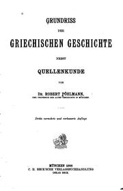 Cover of: Grundriss der griechischen Geschichte nebst Quellenkunde