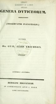 Cover of: Genera Dyticeorum by Wilhelm Ferdinand Erichson