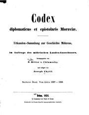 Cover of: Codex diplomaticus et Epistolaris Moraviae