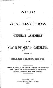 Cover of: Acts and Joint Resolutions of the General Assembly of the State of South ...