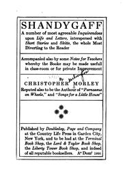 Cover of: Shandygaff by Christopher Morley, Christopher Morley