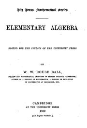 Cover of: Elementary Algebra by W. W. Rouse Ball