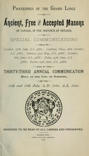 Cover of: Proceedings : Grand Lodge, A.F. & A.M. of Canada in the Province of Ontario. --