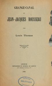 Cover of: Grange-Canal et Jean-Jacques Rousseau