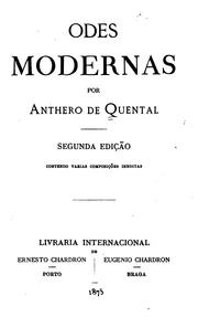 Cover of: Odes modernas by Anthero do Quental