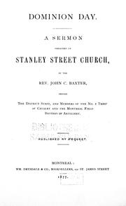 Cover of: Dominion Day: a sermon preached in Stanley Street Church