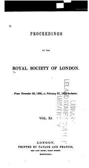 Cover of: Proceedings of the Royal Society of London by Royal Society (Great Britain), Royal Society (Great Britain)