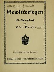 Cover of: Gewittersegen: ein kriegsbuch