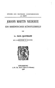 Cover of: Johann Martin Niederee by Kaufmann, Paul