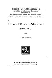 Cover of: Urban IV. und Manfred (1261-1264) by Karl Hampe