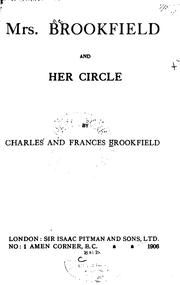 Cover of: Mrs. Brookfield and her circle