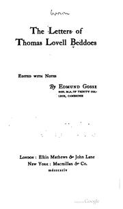 Cover of: The letters of Thomas Lovell Beddoes | Thomas Lovell Beddoes
