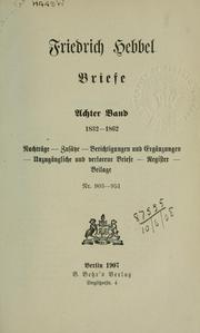 Cover of: Sämtliche Werke by Friedrich Hebbel