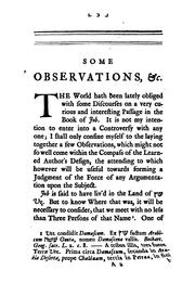 Cover of: Some observations tending to illustrate the Book of Job, and in particular the words, I know ...