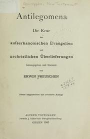 Cover of: Antilegomena by Erwin Preuschen