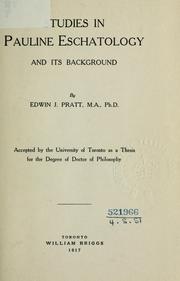 Cover of: Studies in Pauline eschatology and its background