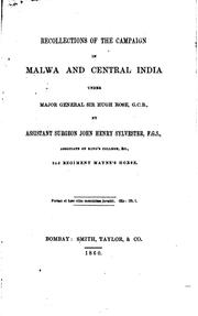 Cover of: Recollections of the Campaign in Malwa and Central India: Under Major ... by John Henry Sylvester
