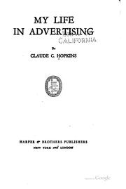 Cover of: My life in advertising by Claude C. Hopkins