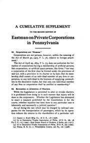 Cover of: A Treatise on the Law Relating to Private Corporations in Pennsylvania