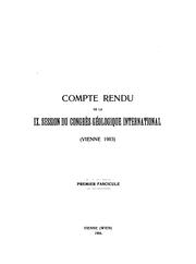 Cover of: ... Compte rendu de la IX. session, Vienne 1903 by 