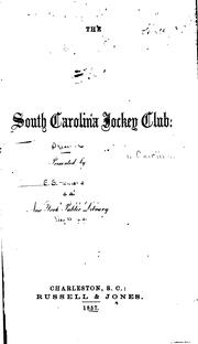 History of the Turf in South Carolina by South Carolina Jockey Club