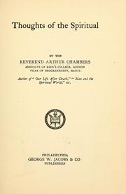 Cover of: Thoughts of the spiritual | Chambers, Arthur