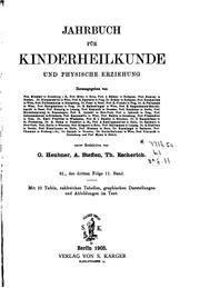 Cover of: Jahrbuch für Kinderheilkunde und physische Erziehung by 