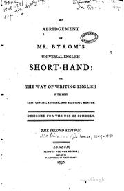 An Abridgement of Mr. Byrom's Universal English Short-hand, Or The Way of ... by Thomas Molineux , John Byrom