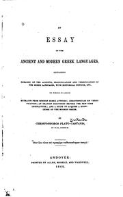 Cover of: An Essay on the Ancient and Modern Greek Lanuages: Containing Remarks on the ...