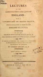 Cover of: Lectures on the constitution and laws of England: with a commentary on Magna Charta and illustrations of many of the English statutes