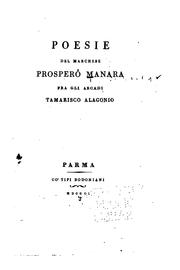 Cover of: Poesie by Prospero Manara