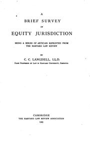 Cover of: A Brief Survey of Equity Jurisdiction: Being a Series of Articles Reprinted from the Harvard Law ...