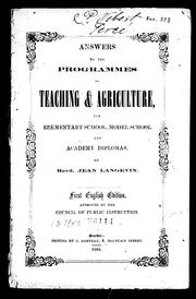 Cover of: Answers to the programmes on teaching and agriculture for elementary school, model school and academy diplomas