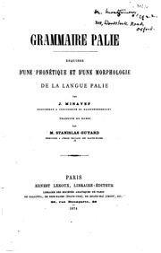 Cover of: Grammaire palie: Esquisse d'une phonétique et d'une morphologie de la langue ... by Ivan Pavlovich Minaev , Stanislas Guyard