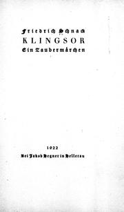 Cover of: Klingsor by Friedrich Schnack.