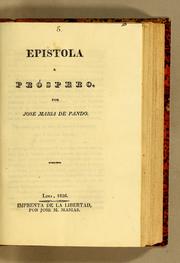 Cover of: Epistola a Próspero by José María de Pando