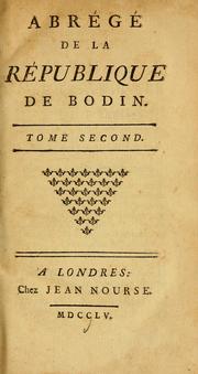 Cover of: Abrégé de la République de Bodin
