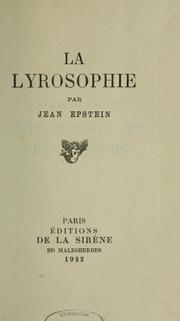 Cover of: La lyrosophie