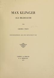 Cover of: Max Klinger als Bildhauer