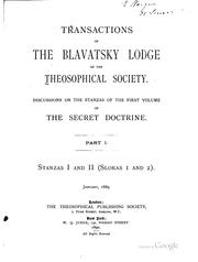 Cover of: Transactions; discussions on the stanzas of the first volume of the Secret doctrine. by Theosophical Society (Great Britain). Blavatsky Lodge.