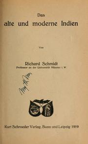 Cover of: Das alte und moderne Indien by Richard Schmidt