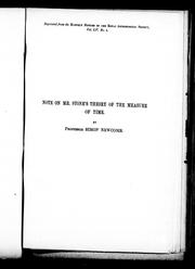 Cover of: Note on Mr. Stone's theory of the meausre of time: by Simon Newcomb
