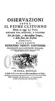 Cover of: Osservazione sopra il fiume Clitunno, detto in oggi Le Vene, situato tra Spoleto, e Fuligno: del ... by Ridolfino Venuti