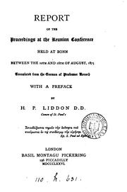 Cover of: Report of the proceedings at the Reunion conference, tr. from the Germ. of professor Reusch [by ...