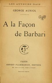 Cover of: À la façon de Barbari